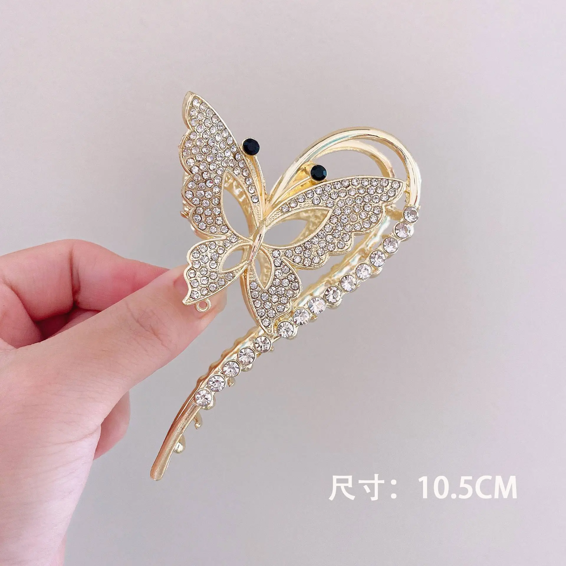 Butterfly Hairpin Clip 10cm Sparkly Gold - Image 4