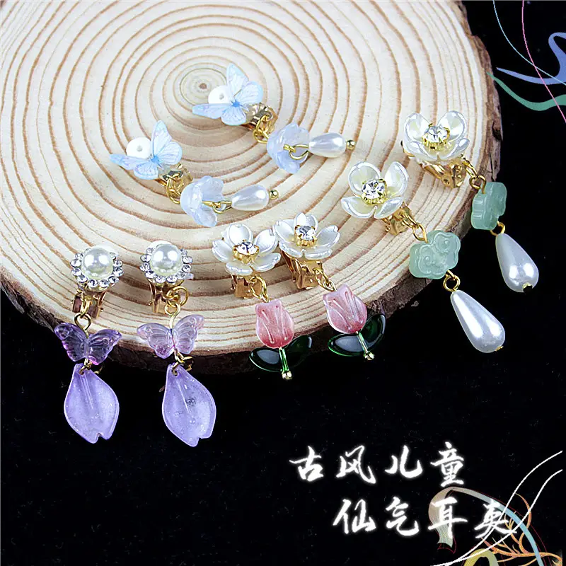 Chinese Children's Ear Clips with Crystal & Gemstones - Image 10
