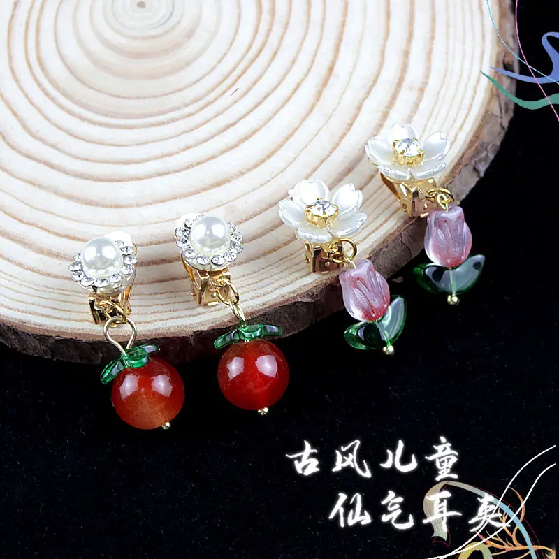 Chinese Children's Ear Clips with Crystal & Gemstones - Image 12