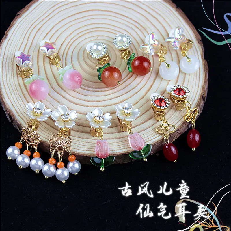 Chinese Children's Ear Clips with Crystal & Gemstones - Image 6
