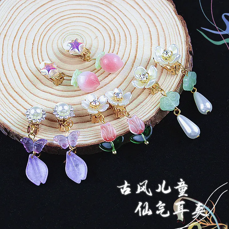 Chinese Children's Ear Clips with Crystal & Gemstones - Image 8