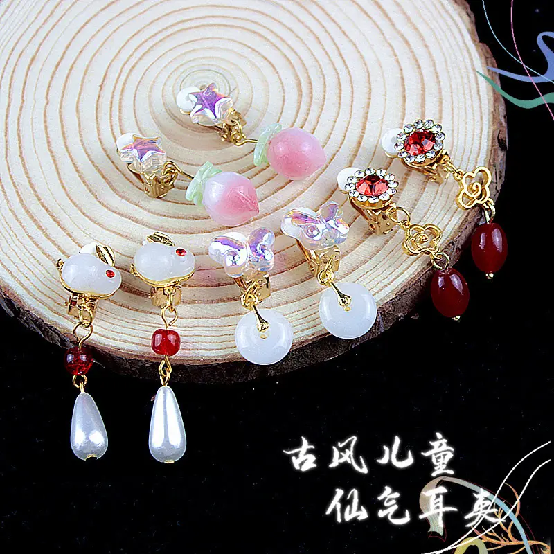 Chinese Children's Ear Clips with Crystal & Gemstones - Image 9