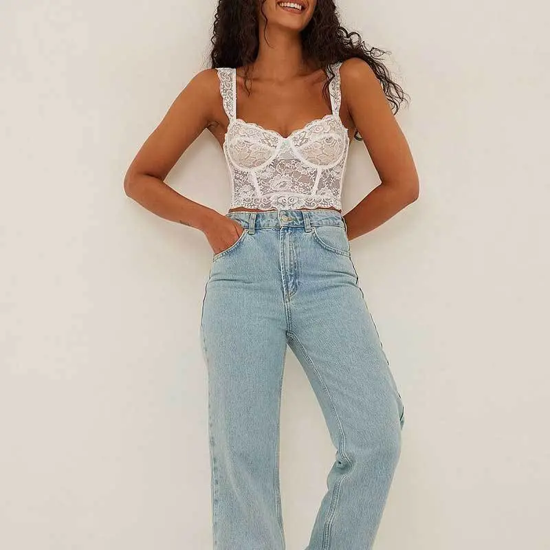 Red Lace Corset Wide Band Summer Top — feature 3