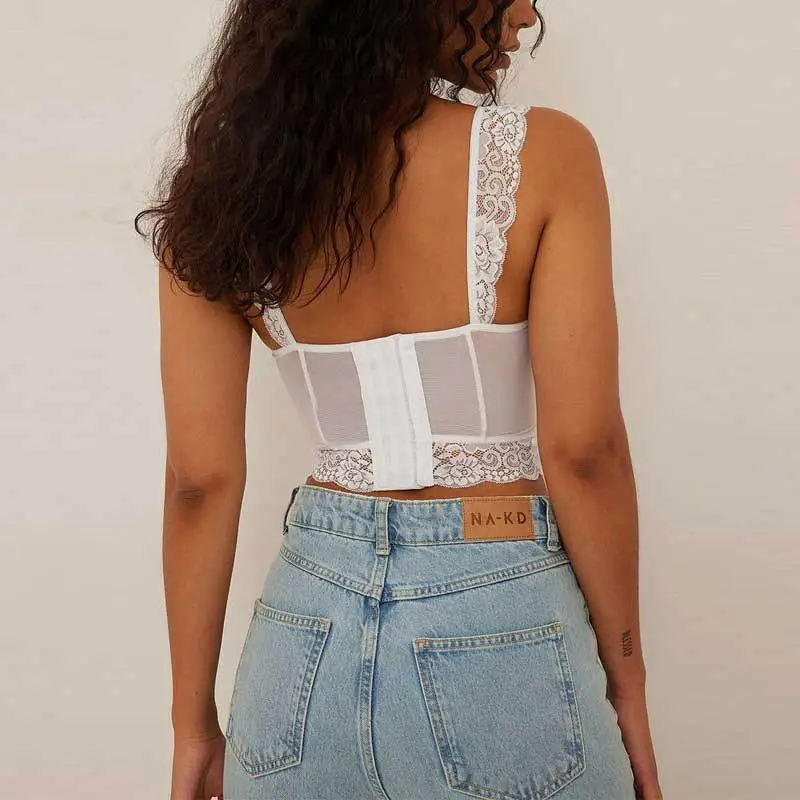 Red Lace Corset Wide Band Summer Top — feature 4