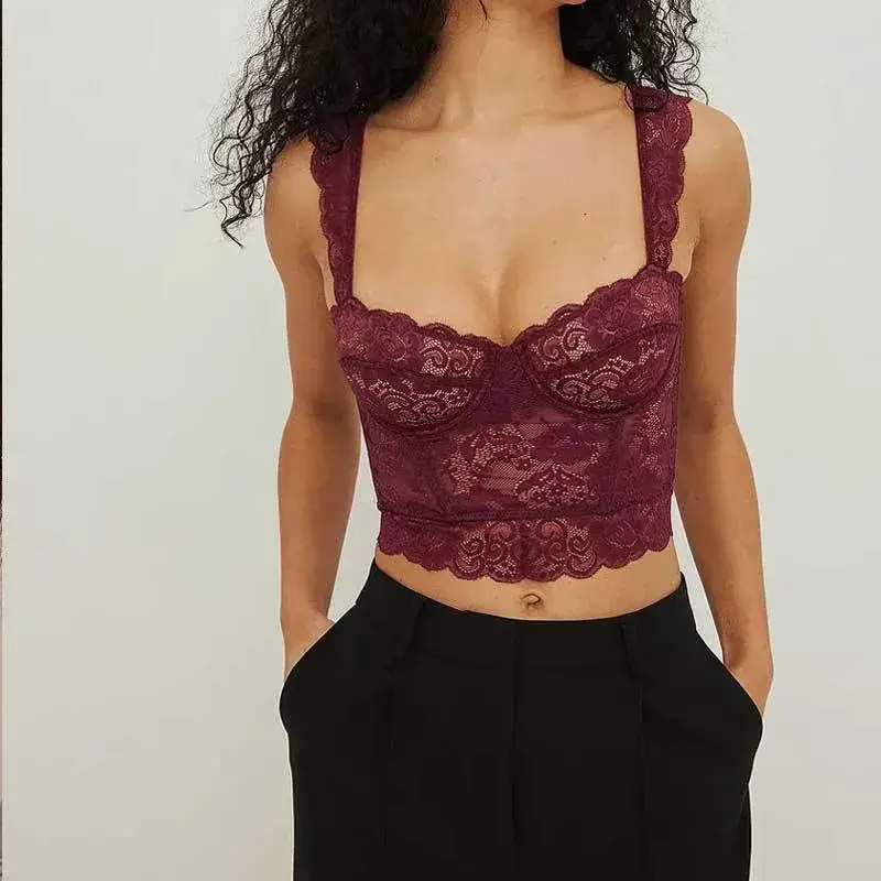 Red Lace Corset Wide Band Summer Top - Image 5