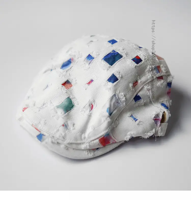 Women's White Printed Hat with Metal Buckle — feature 7