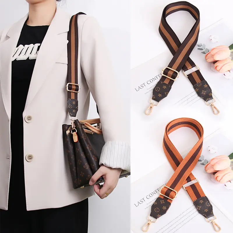 Women's Crossbody Strap Black Beige Leather Replacement Strap - Image 14