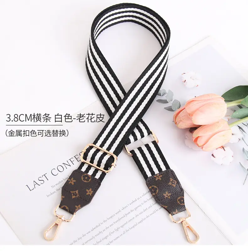 Women's Crossbody Strap Black Beige Leather Replacement Strap — feature 11