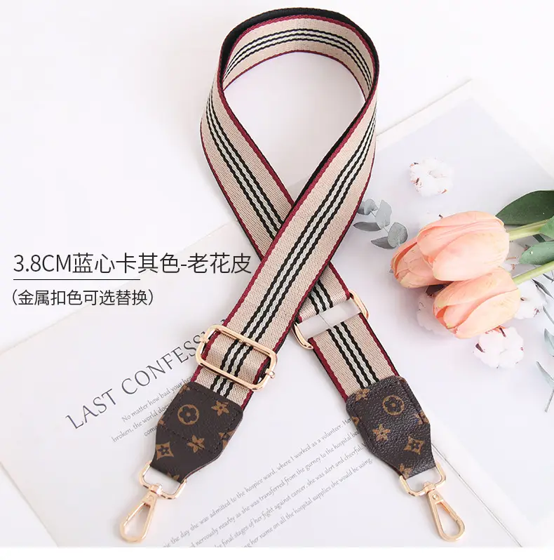 Women's Crossbody Strap Black Beige Leather Replacement Strap — feature 12