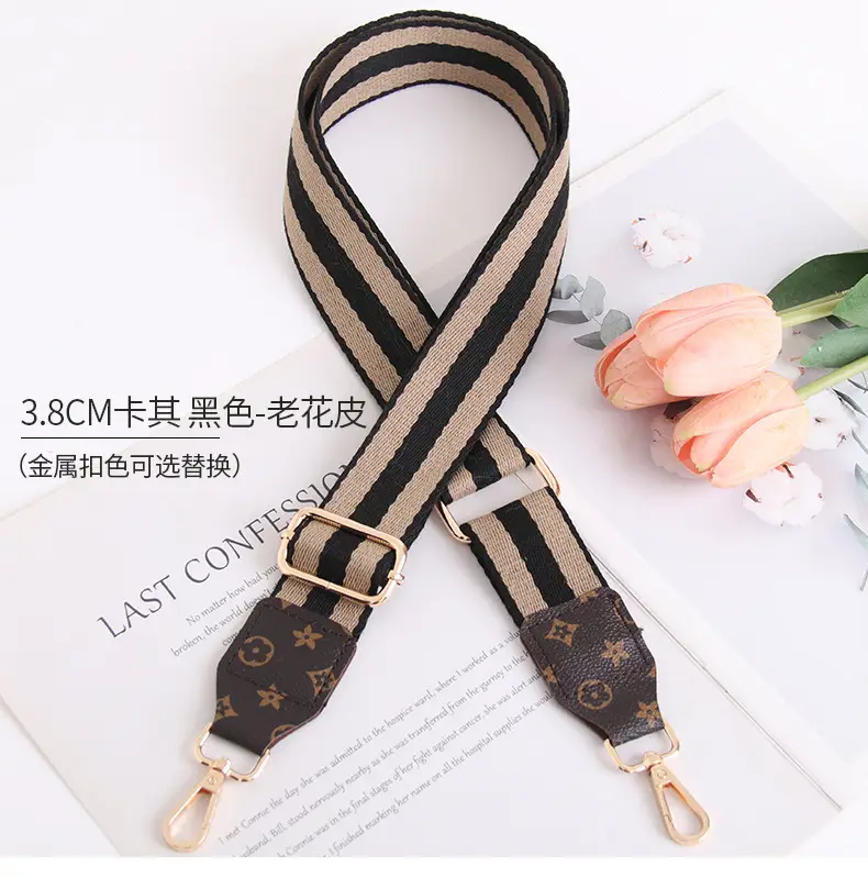 Women's Crossbody Strap Black Beige Leather Replacement Strap — feature 14
