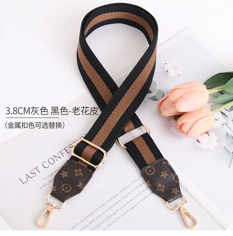 Women's Crossbody Strap Black Beige Leather Replacement Strap — feature 15