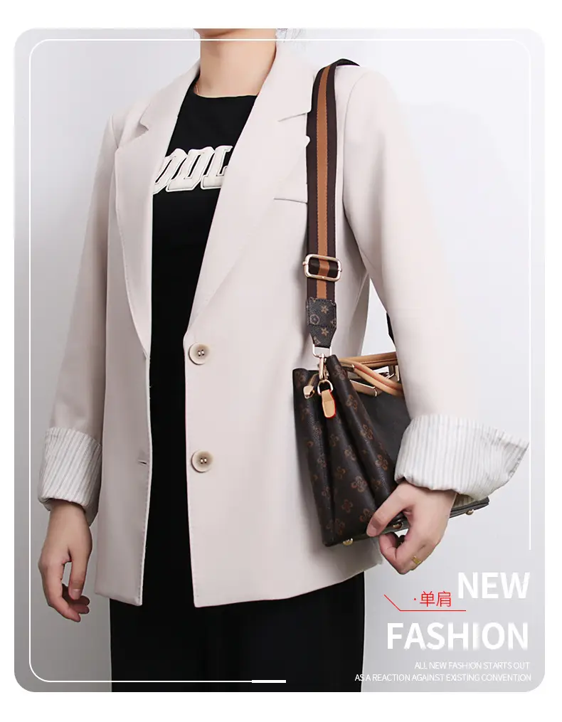 Women's Crossbody Strap Black Beige Leather Replacement Strap — feature 2