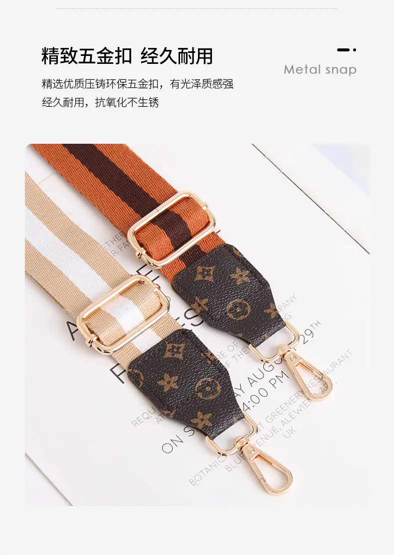 Women's Crossbody Strap Black Beige Leather Replacement Strap — feature 21