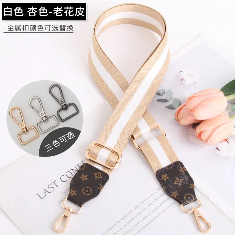 Women's Crossbody Strap Black Beige Leather Replacement Strap - Image 2
