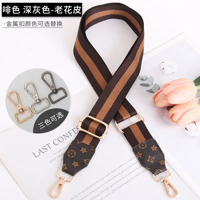 Women's Crossbody Strap Black Beige Leather Replacement Strap - Image 3