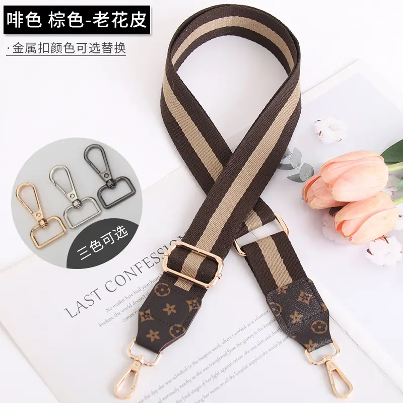 Women's Crossbody Strap Black Beige Leather Replacement Strap - Image 4