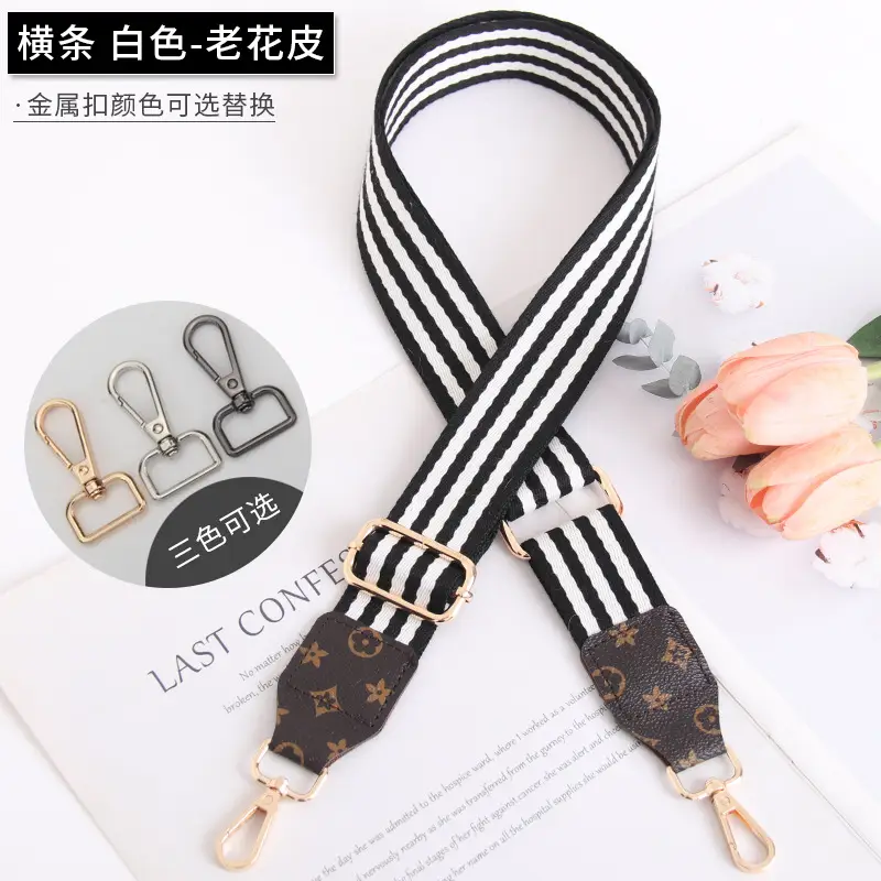 Women's Crossbody Strap Black Beige Leather Replacement Strap - Image 5