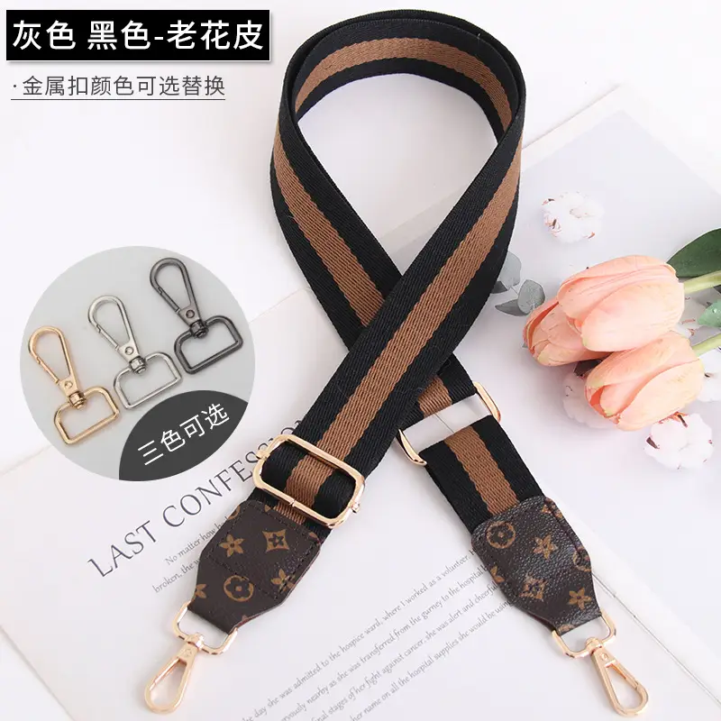 Women's Crossbody Strap Black Beige Leather Replacement Strap - Image 6