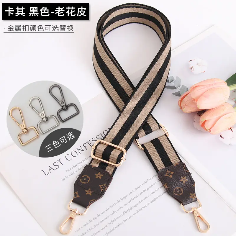 Women's Crossbody Strap Black Beige Leather Replacement Strap - Image 7