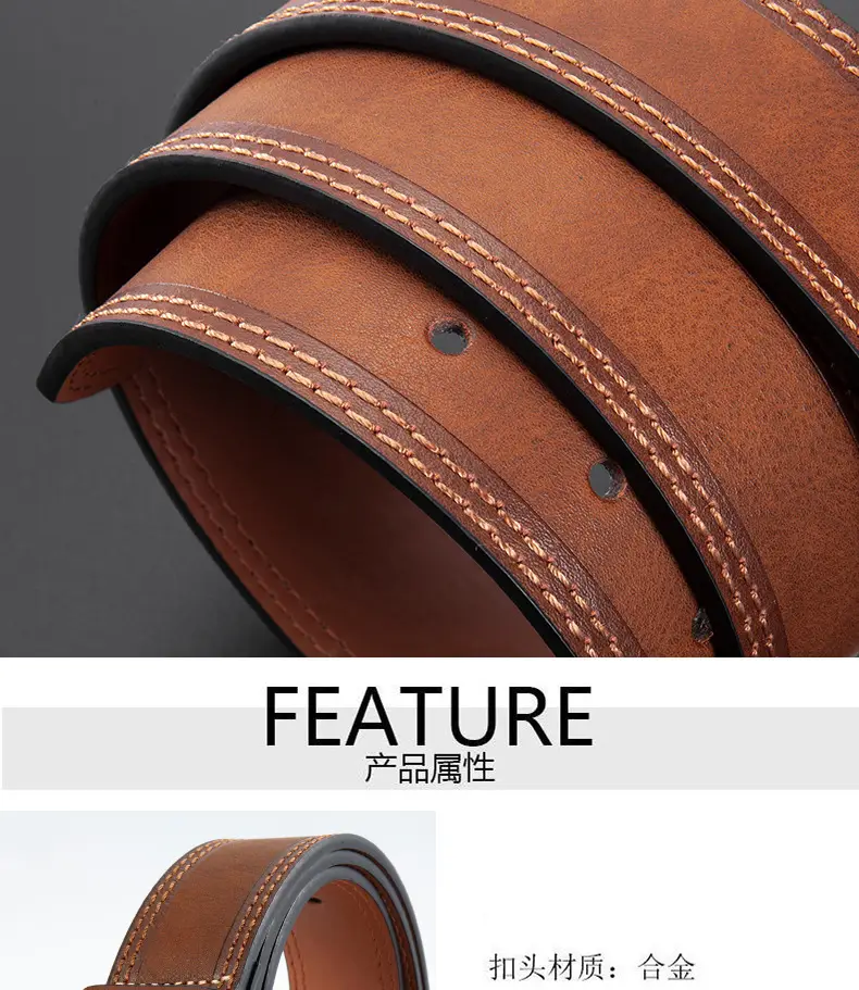 Men's Brown Leather Belt with Silver Pin Buckle — feature 9