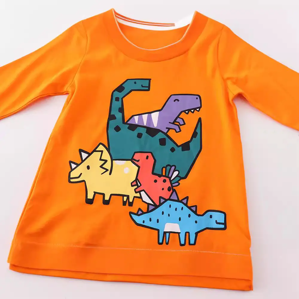 Boys Cotton Long Sleeve Orange T-Shirt 2023 - Image 3