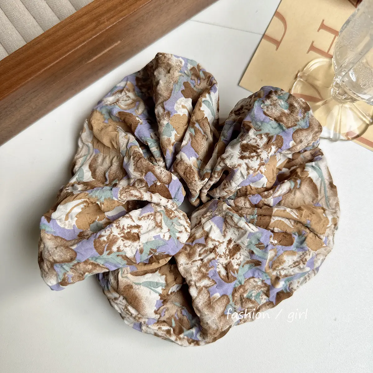 2023 New French Romantic Pink Floral Large Intestine Hair Ring Female Mori High-end Feeling Large Meatball Head — feature 19