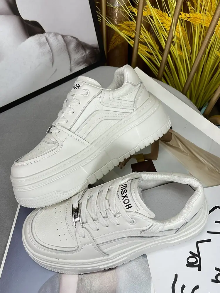 White Shoes Women's 2023 Summer Women's Shoes New White Sneakers Thick Sole Increased Small Casual Shoes Soft Sole — feature 6