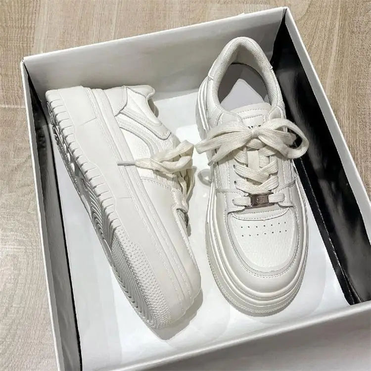 White Shoes Women's 2023 Summer Women's Shoes New White Sneakers Thick Sole Increased Small Casual Shoes Soft Sole — feature 9