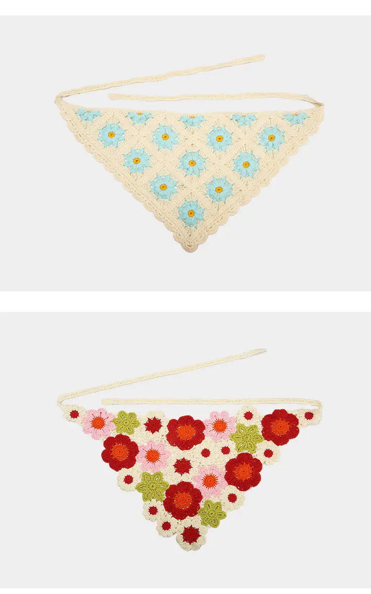 Handmade Knitted Hair Band for Women Summer Triangle Scarf — feature 12