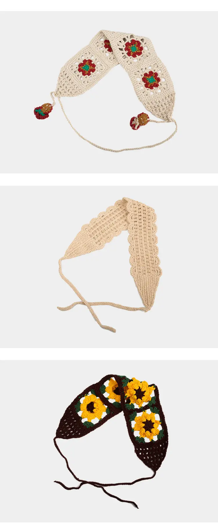 Handmade Knitted Hair Band for Women Summer Triangle Scarf — feature 16
