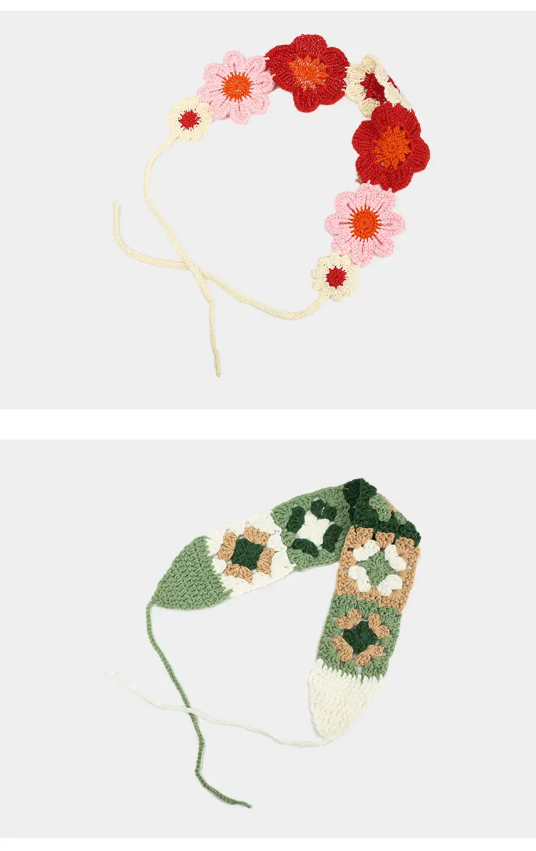 Handmade Knitted Hair Band for Women Summer Triangle Scarf — feature 17