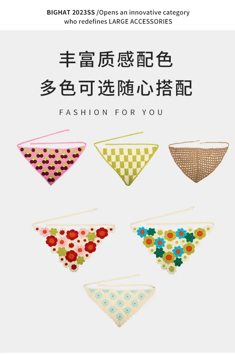 Handmade Knitted Hair Band for Women Summer Triangle Scarf — feature 3