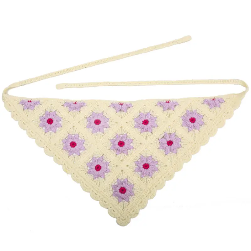 Beige purple flowers [wave edge small daisy triangle]]
