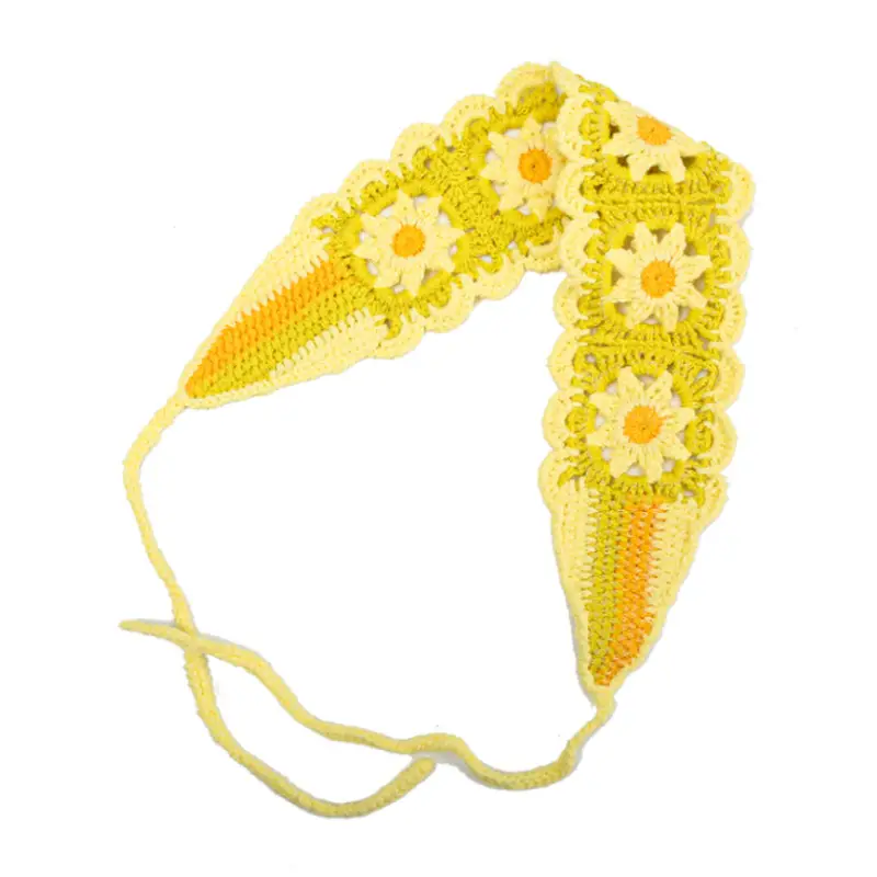 Yellow flower knitted hair band]