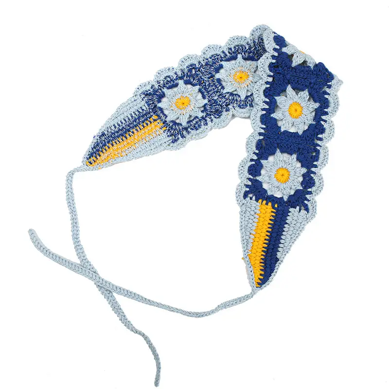 Blue flower knitted hair band]