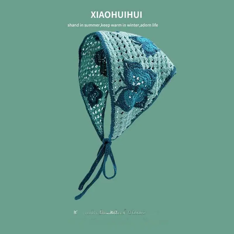 Handmade Knitted Hair Band for Women Summer Triangle Scarf - Image 136