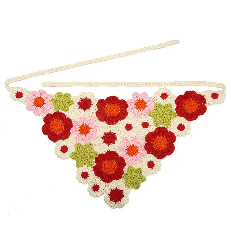 Handmade Knitted Hair Band for Women Summer Triangle Scarf - Image 2