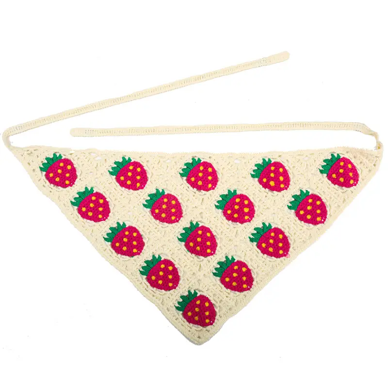 Handmade Knitted Hair Band for Women Summer Triangle Scarf - Image 3
