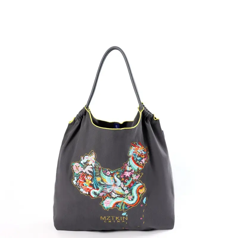 Korean Style Rabbit Embroidered Tote Bag Navy Blue Large Capacity - Image 15