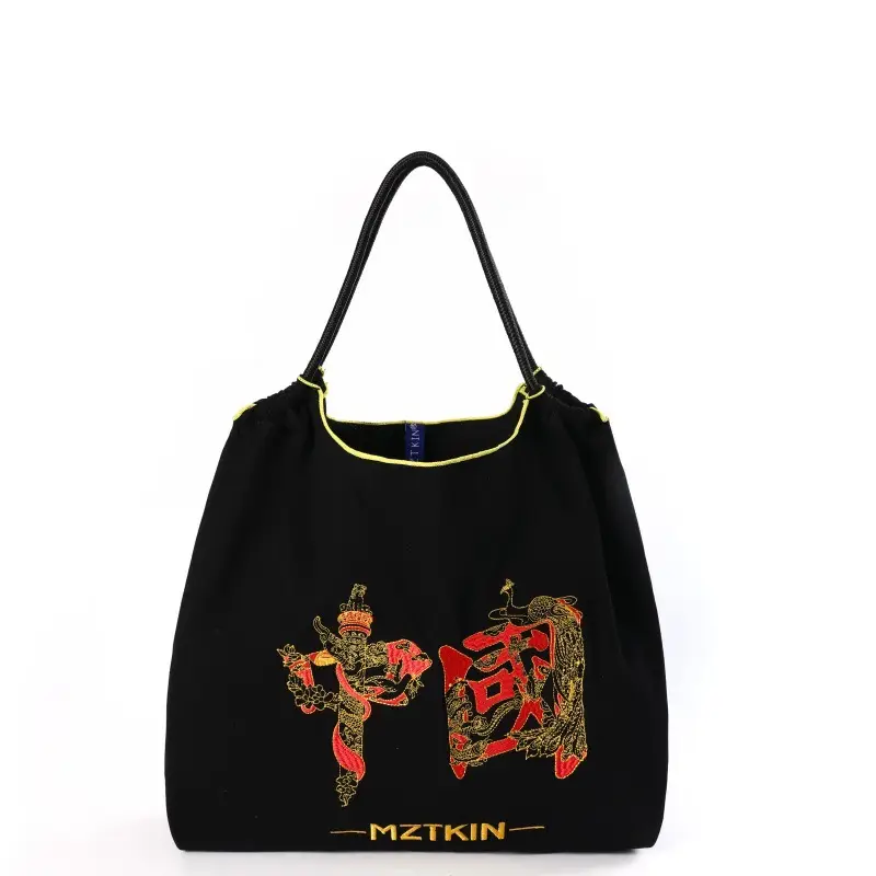 Korean Style Rabbit Embroidered Tote Bag Navy Blue Large Capacity - Image 17