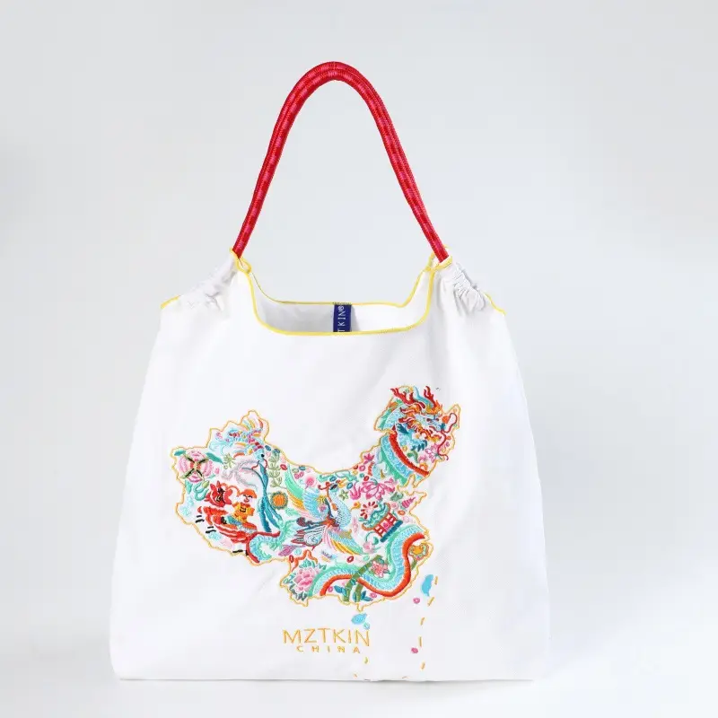 Korean Style Rabbit Embroidered Tote Bag Navy Blue Large Capacity - Image 19