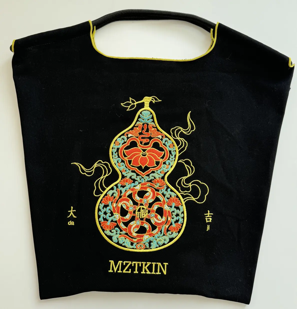 Korean Style Rabbit Embroidered Tote Bag Navy Blue Large Capacity - Image 20