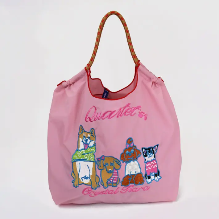 Korean Style Rabbit Embroidered Tote Bag Navy Blue Large Capacity - Image 51