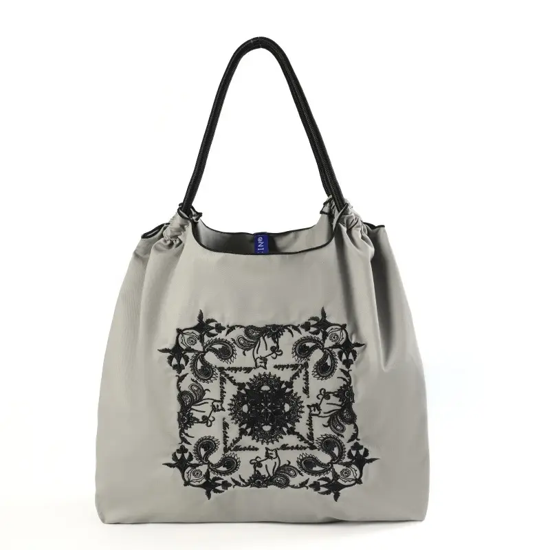 Korean Style Rabbit Embroidered Tote Bag Navy Blue Large Capacity - Image 54