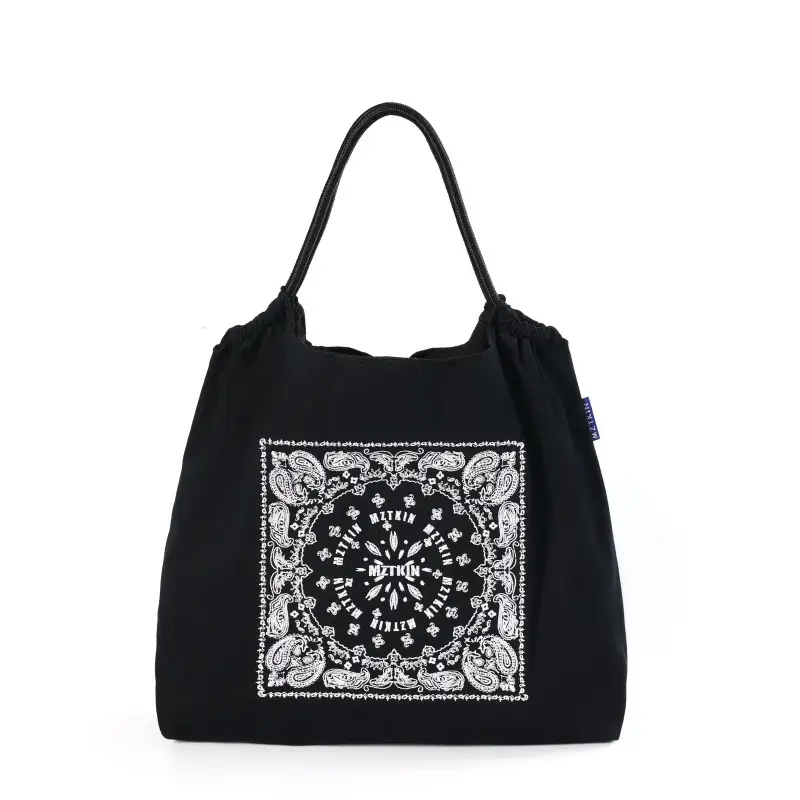 Korean Style Rabbit Embroidered Tote Bag Navy Blue Large Capacity - Image 55