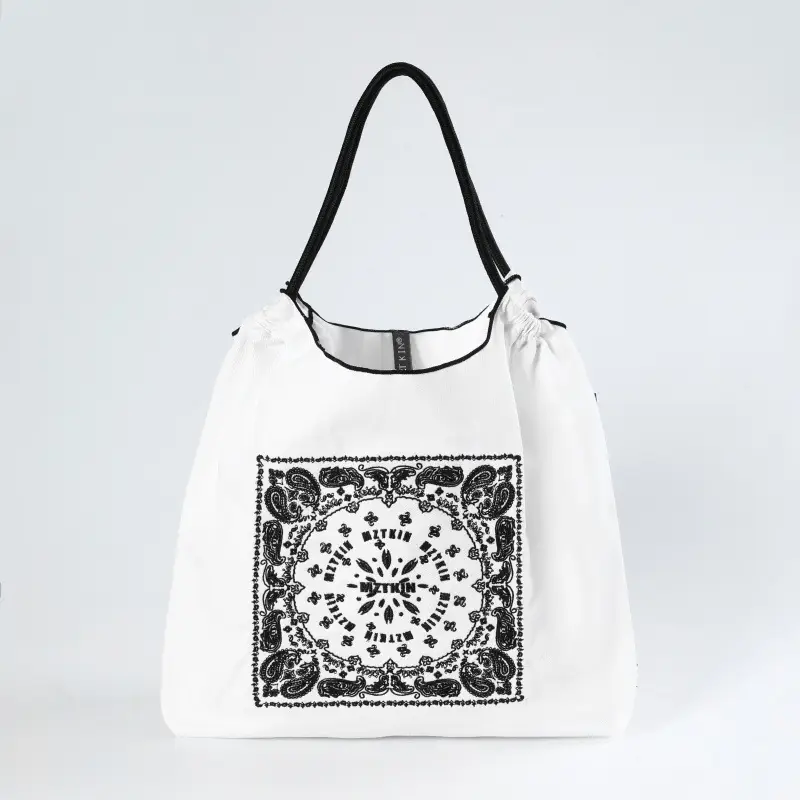 Korean Style Rabbit Embroidered Tote Bag Navy Blue Large Capacity - Image 57