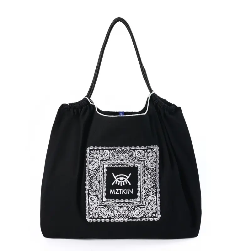 Korean Style Rabbit Embroidered Tote Bag Navy Blue Large Capacity - Image 58