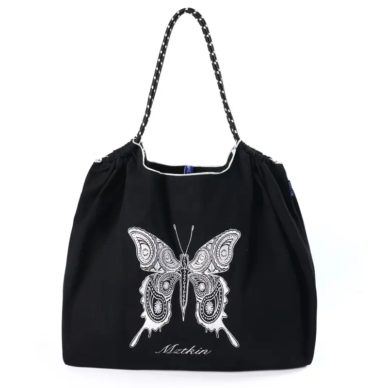 Korean Style Rabbit Embroidered Tote Bag Navy Blue Large Capacity - Image 59