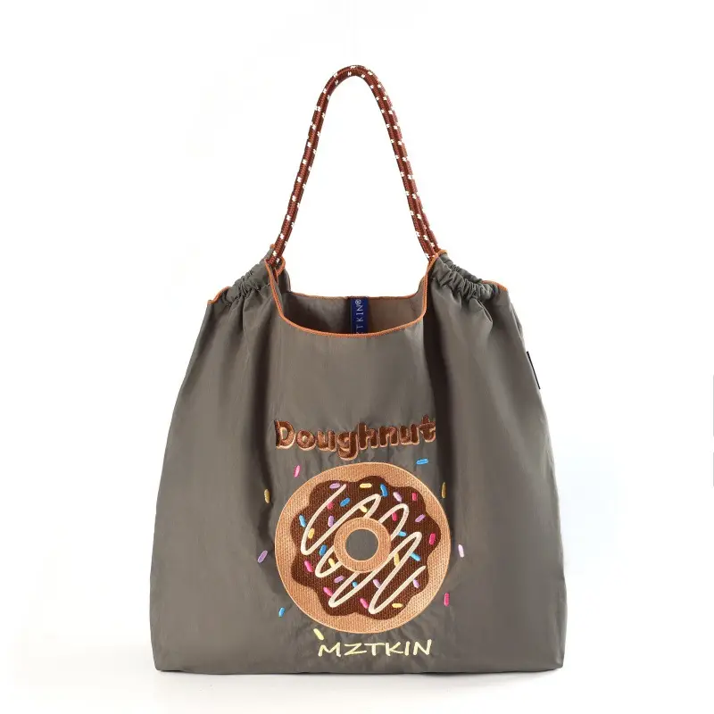 Korean Style Rabbit Embroidered Tote Bag Navy Blue Large Capacity - Image 61