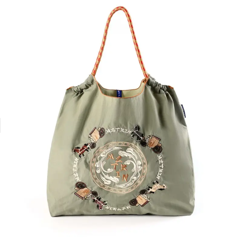 Korean Style Rabbit Embroidered Tote Bag Navy Blue Large Capacity - Image 68